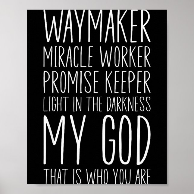 Poster Waymaker Miracle Worker Promise Keeper My God Chri (Frente)