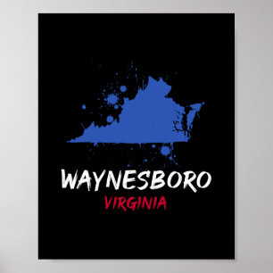 Poster Waynesboro Virgínia Va Mancha de Tinta Souvenir de