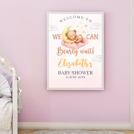 Poster We can Bearly wait - Adorabl Bear Baby shower Girl
