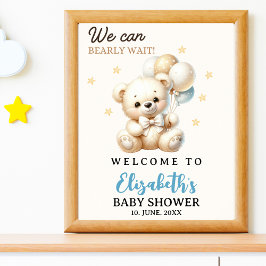 Poster We can bearly wait!, Baby Shower with Bear theme