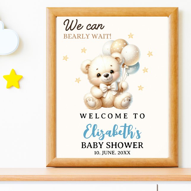 Poster We can bearly wait!, Baby Shower with Bear theme (Criador carregado)