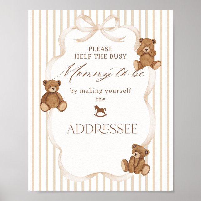 Poster We Can Bearly Wait Elegant Baby Shower addressee (Frente)
