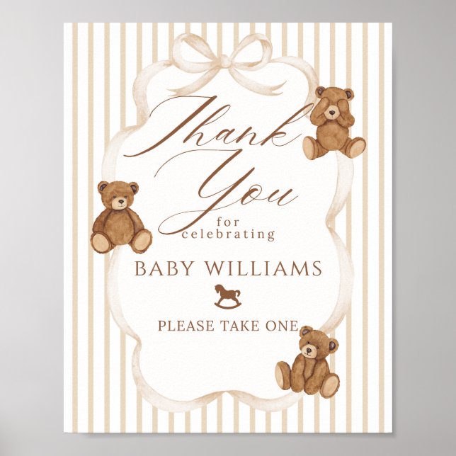 Poster We Can Bearly Wait Elegant Baby Shower Favors (Frente)