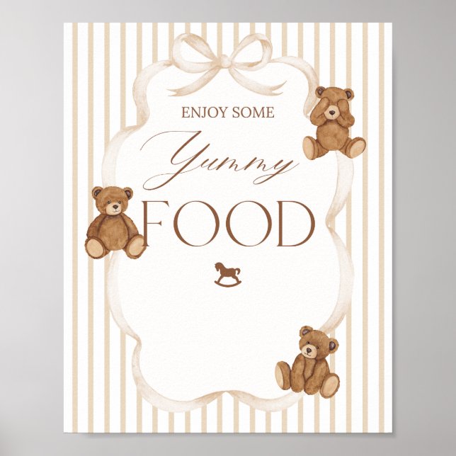 Poster We Can Bearly Wait Elegant Baby Shower food (Frente)