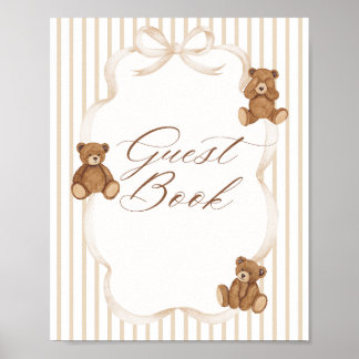 Poster We Can Bearly Wait Elegant Baby Shower guest book