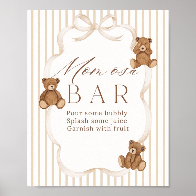 Poster We Can Bearly Wait Elegant Baby Shower momosa (Frente)
