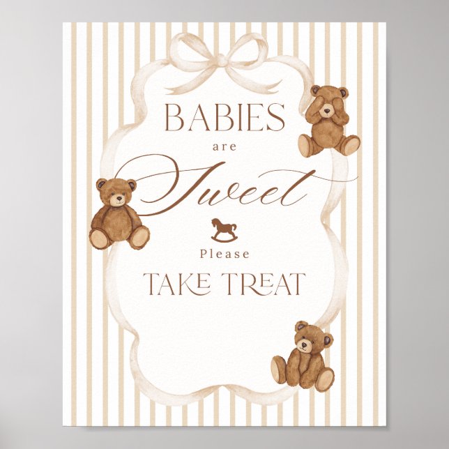 Poster We Can Bearly Wait Elegant Baby Shower sweet bar (Frente)