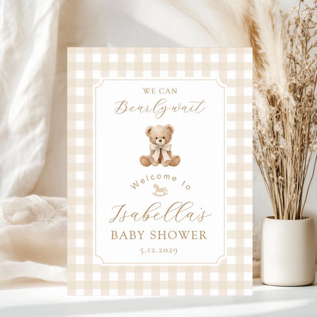 Poster  We can bearly wait neutral Teddy bear Welcome (Criador carregado)