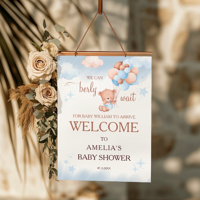 Poster We Can Berly Wait Teddy Bear Baby Shower Welcome  (Criador carregado)
