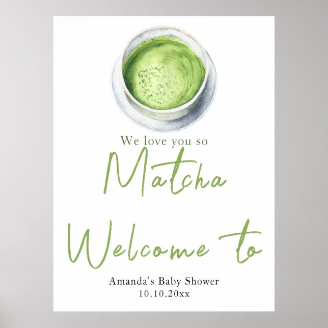 Poster We love you so Matcha Baby Shower Welcome (Frente)