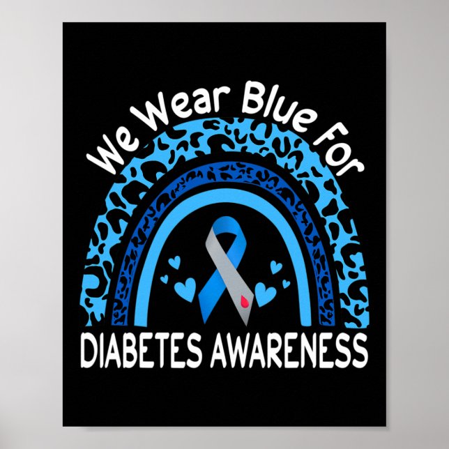 Poster We Wear Blue For Diabetes Awareness Leopard Rainbo (Frente)