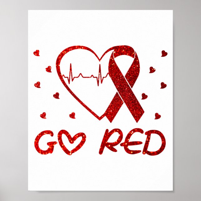 Poster We Wear Red At February Go Red Heart Disease Aware (Frente)