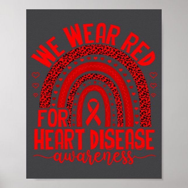 Poster We Wear Red For Heart Disease Awareness Men Women  (Frente)