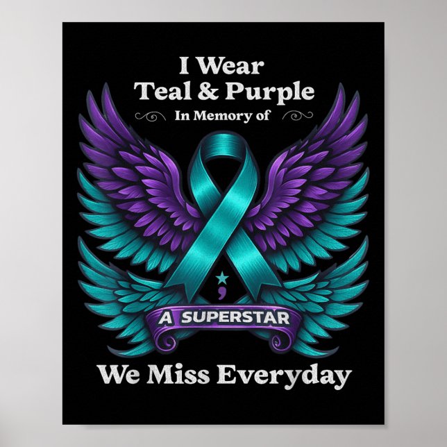 Poster Wear Teal &amp; Purple In Memory Of A Loved One Aw (Frente)