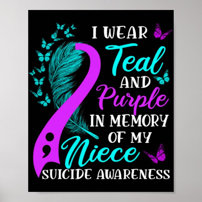Poster Wear Teal Purple In Memory Of My Niece Suicide Awa (Frente)