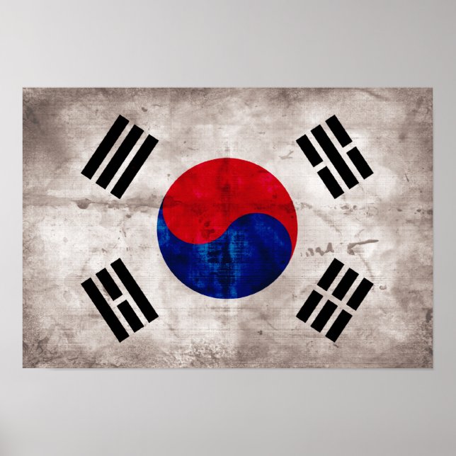 Poster Weathered South Korean Flag (Frente)