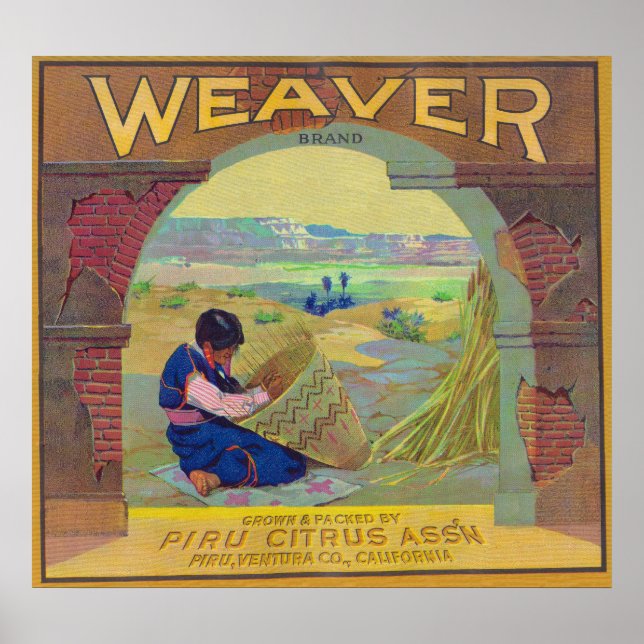 Poster Weaver Orange LabelPiru, CA (Frente)