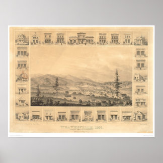 Pôster Weaverville, CA. Mapa Panorâmico 1856 (1846A)