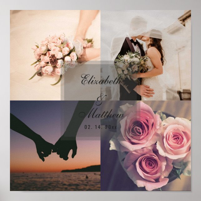 Poster Wedding Anniversary Bride and Groom Photo Collage (Frente)