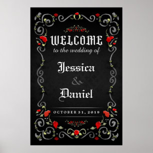 Poster Wedding bem-vindo dos rosas 24x36 do AMOR