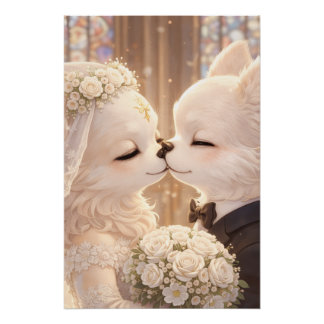 Pôster Wedding Dog Art Poster – Romantic Fantasy art