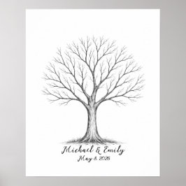 Poster Wedding Fingerprint Tree Guest Book Alternative