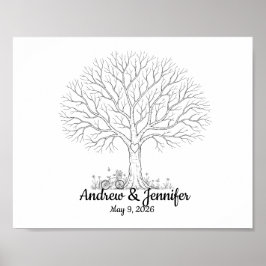 Poster Wedding Fingerprint Tree Guest Book Alternative
