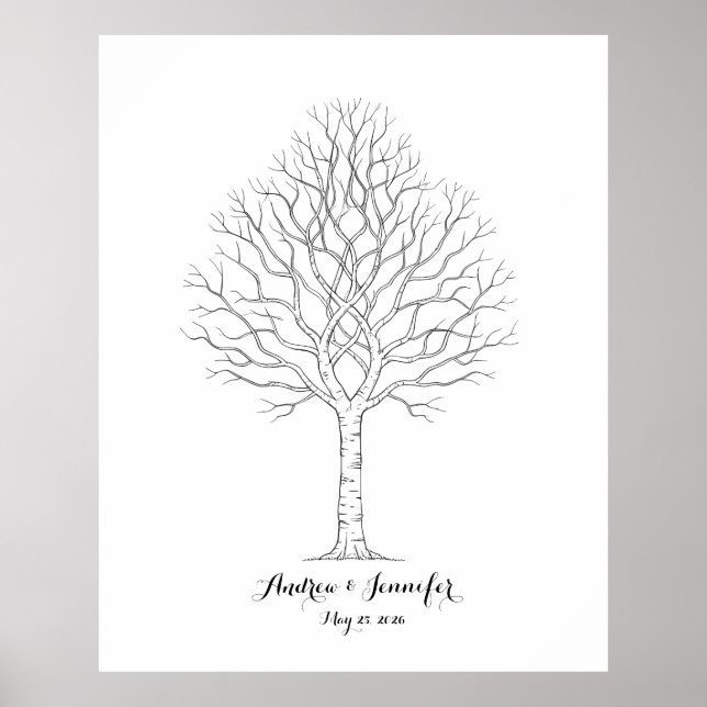 Poster Wedding Fingerprint Tree Guest Book Alternative (Frente)