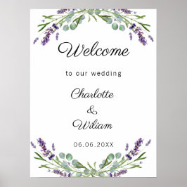 Poster Wedding lavender eucalyptus greenery welcome