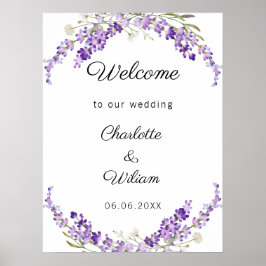 Poster Wedding lavender watercolored welcome