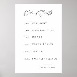 Poster Wedding Order of Events Sign | Elegant Minimal 