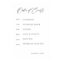 Wedding Order of Events Sign | Elegant Minimal