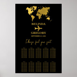 Poster Wedding Passport Black Gold Seating Chart
