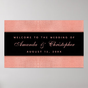 Poster Wedding Rose Gold Black Pink Script Welcome Sign