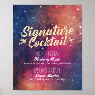 Poster Wedding Signature Drink Menu Galaxy Constellations