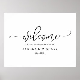 Poster Wedding Welcome Sign - Bounce Calligraphy Black