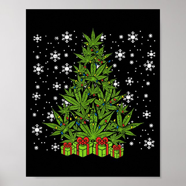 Poster Weed Christmas Tree Funny Xmas T Men Women  (Frente)