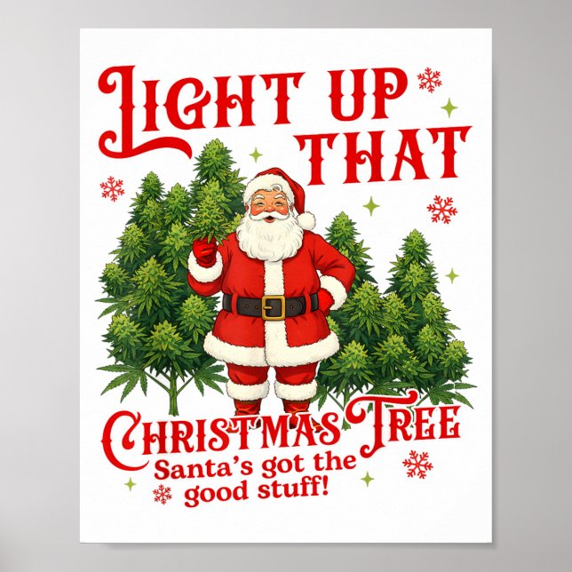 Poster Weed Lover Smoking Light Up Christmas Tree  (Frente)