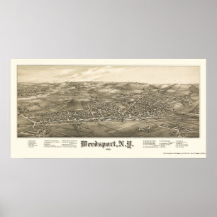 Pôster Weedsport, mapa panorâmico de NY - 1885