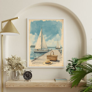 Poster Weekend in the Hamptons – Retro East Coast Seaside