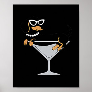 Poster Weenies E Martinis Cachorro Dachshund Weenie Tini