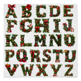 Pôster Weihnachtsmonogramm ABC, Alphabet, alle Buchstaben