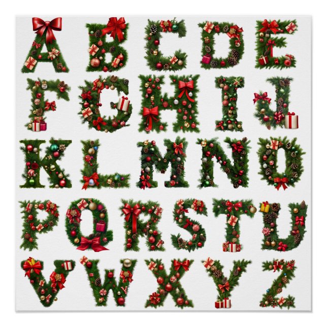 Pôster Weihnachtsmonogramm ABC, Alphabet, alle Buchstaben (Frente)