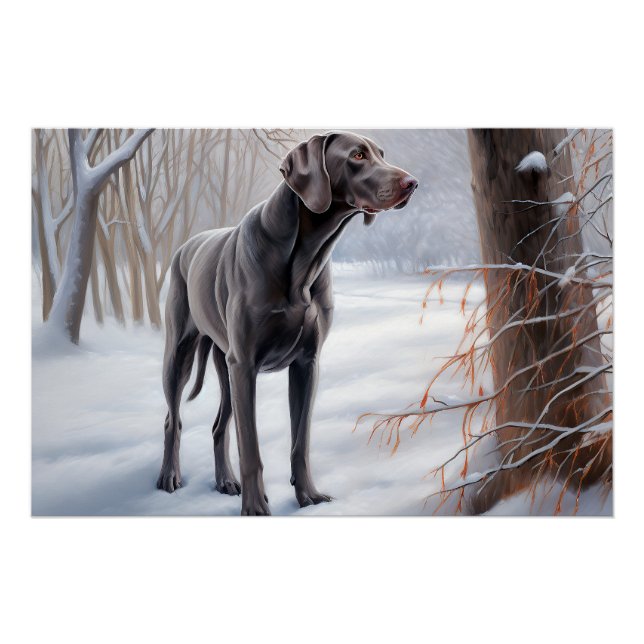 Pôster Weimaraner Deixe Nevar Natal (Frente)