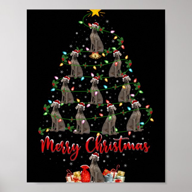 Poster Weimaraner Dog Xmas Lights Santa Weimaraner Christ (Frente)