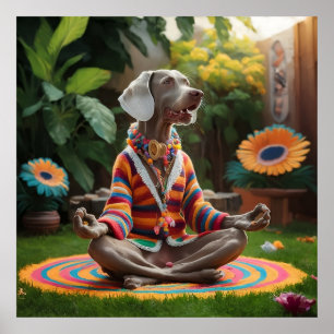 Poster Weimaraner Hippie Meditation Session Zen Garden