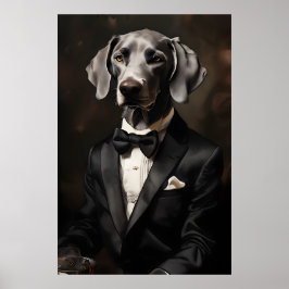 Poster Weimaraner Vestindo uma tinta de smoking vertical