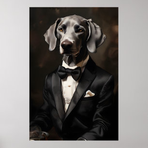 Poster Weimaraner Vestindo uma tinta de smoking vertical