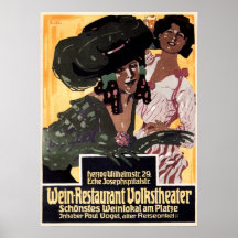WEIN Restaurant Volkstheater 1908 Antigo Anúncio A