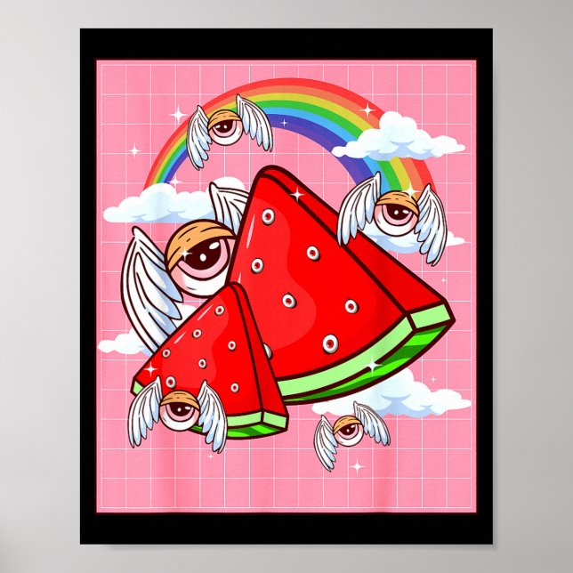 Poster Weirore Aesthetic Kawaii Watermelon Eyes Winged Ey (Frente)